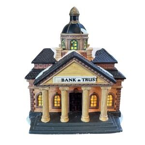 Dickens Collectables Bank Trust Christmas Village Building 1993 Lighted WORKS